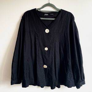 Zara linen blend three-button shirt, size medium